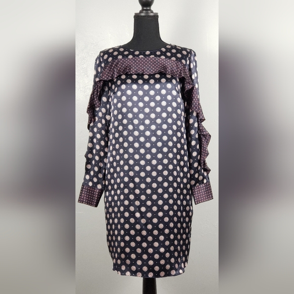 Banana Republic dress, navy & red, 100% Silk - Picture 2 of 8